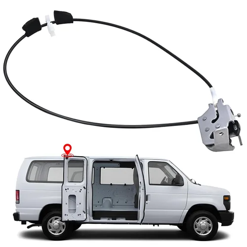 Vista 11 de Cable de pestillo de puerta trasera compatible con furgoneta Ford E350 E250 E150, modelos 1992-2009, lado del conductor, parte superior trasera