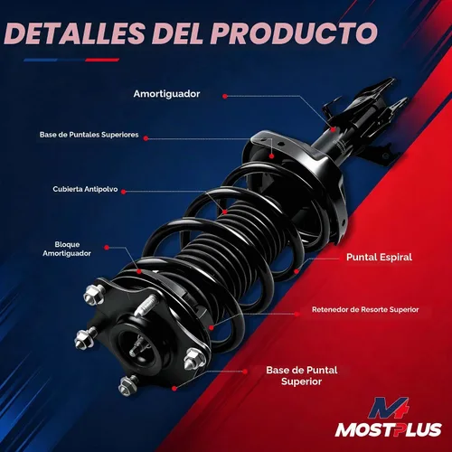 Vista 2 de MOSTPLUS Conjunto de resorte de puntal delantero compatible con bobina de choque Honda Civic 171291L 171291R 1996-2000