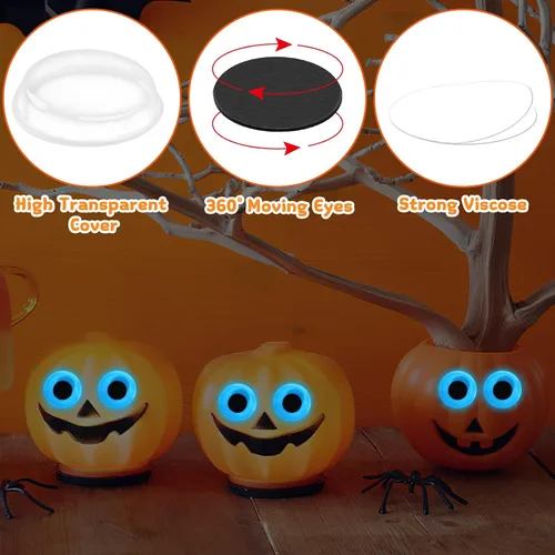Vista 3 de PETKNOWS 6 piezas de ojos gigantes que brillan en la oscuridad, 1 pulgada autoadhesivos, ojos luminosos brillantes para manualidades, calcomanías
