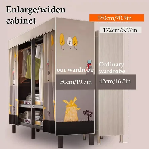 Vista 7 de large closets Folding Clothes Closet Metal Iron Wardrobe Closet Portable Closets for Hanging Clothes Easy to Assemble Saves Space Closet Space-saving