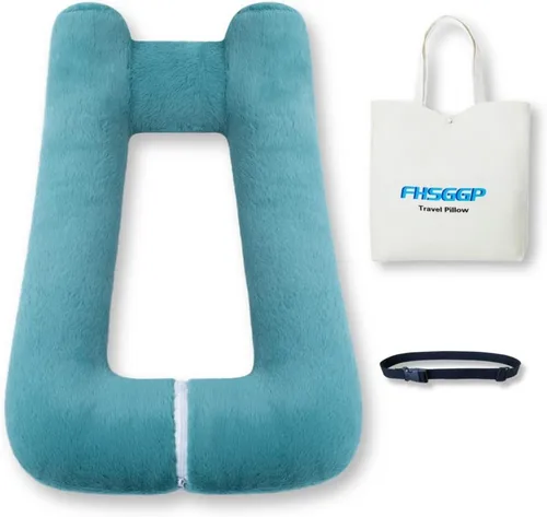 Vista 8 de FHSGGP Almohada de viaje Almohada de coche para niños La ayuda para dormir para adultos y niños en viajes por carretera Almohada de viaje para niños