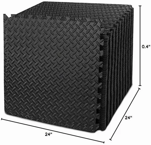 Vista 7 de BEAUTYOVO Tapete de ejercicio tipo rompecabezas con 12/24/48 baldosas de espuma entrelazadas para gimnasio, baldosas de espuma EVA de 24'' x 24