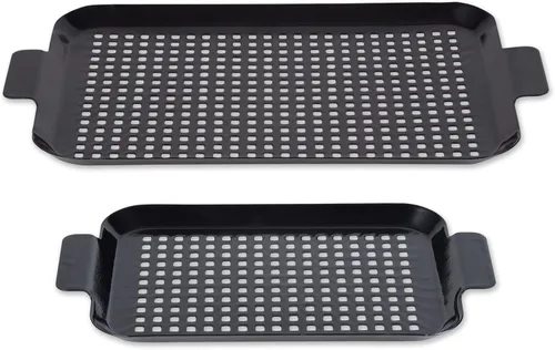 Vista 9 de RSVP International Bandeja de barbacoa de acero recubierto de porcelana, accesorios para cocinar pescado y verduras, apto para lavavajillas