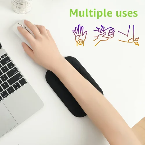 Vista 6 de LargeLeaf Almohadilla ergonómica para reposamuñecas y codos para escritorio con espuma viscoelástica y base antideslizante, alivia el dolor de codo