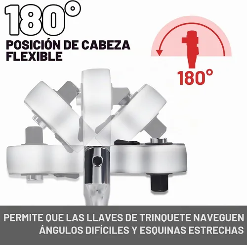 Vista 4 de Trinquete de cabeza flexible de trinquete rechoncho de 1/2 pulgada