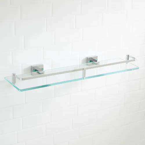 Vista 2 de Signature Hardware 295796 Albury Estante de baño de vidrio de 19-5/8