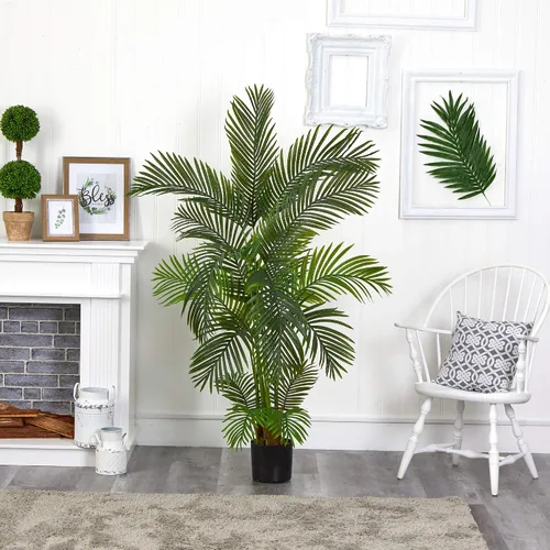Vista 3 de Nearly Natural Árbol artificial de palmera areca de 5.5 pies