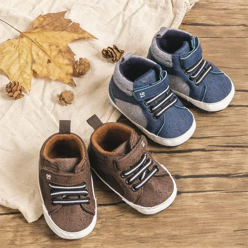 Vista 2 de Meckior Zapatos deportivos de tobillo para bebés y niñas pequeños, suela antideslizante suave, piel sintética, mocasines para bebés recién nacidos