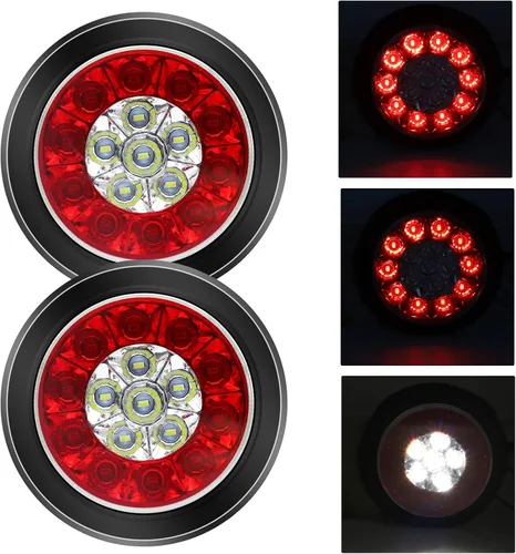 Vista 13 de Kit de luces LED para remolque, kit de luces LED redondas para remolque, luces traseras LED redondas, luces traseras de freno para remolque, camión