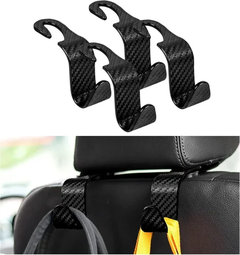 Vista 8 de Ziciner 4 ganchos para reposacabezas de asiento de automóvil, organizador de almacenamiento para asiento trasero, accesorios universales para Negro