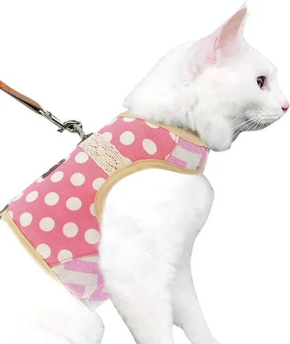 Vista 26 de Arnés de gato con correa, ajustable para gatos, chaleco acolchado para gatos, Black Plaid