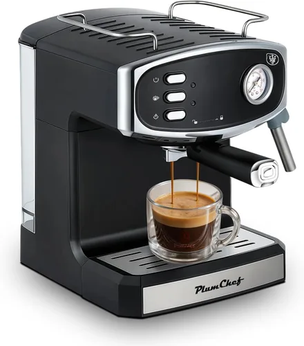 Vista 9 de Plum chef Cafetera espresso de 20 barras para el hogar, cafetera compacta profesional con vaporizador de leche, medidor de presión, tanque de 54