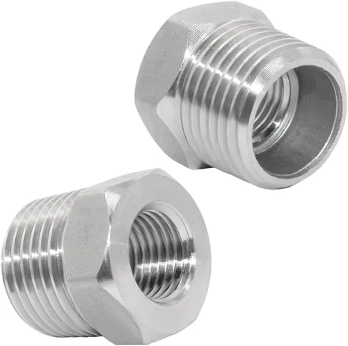 Vista 12 de Joywayus Reductor de buje de cabeza hexagonal de acero inoxidable, montaje de tubería 1 NPT macho × 1/2 NPT hembra (paquete de 2)