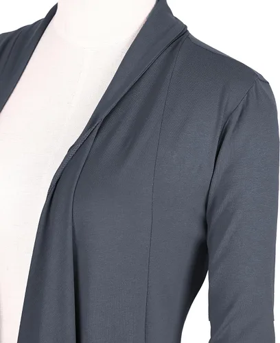 Vista 4 de Urban CoCo Cárdigan abierto frontal para mujer, manga larga, dobladillo irregular