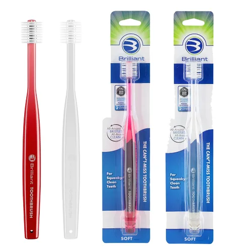 Vista 17 de Brilliant Oral Care - Cepillo de dientes para adultos con cerdas suaves, cabeza redonda y limpieza completa para dientes y encías, azul, 1 paquete