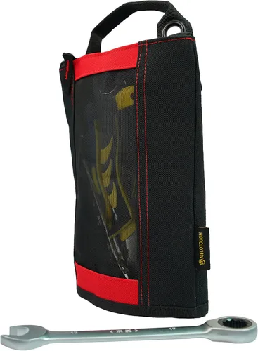 Vista 52 de Bolsa de herramientas de lona con cremallera MELOTOUGH, bolsa de herramientas con cierre, bolsa de malla resistente con ventana, ojales para colgar