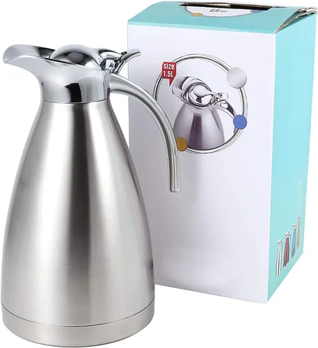 Vista 7 de Hervidor de té para estufa, acero inoxidable de doble pared de 2.5 cuartos de galón, tetera silbante con mango ergonómico, frasco de café aislado