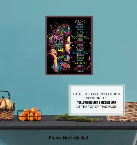 Vista 7 de Black Women's empowerment 11x14 - Arte de pared afroamericano para mujeres y niñas, póster inspirador, arte de pared motivacional, soy suficiente