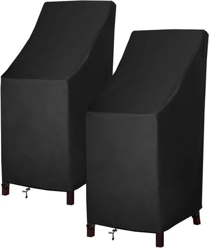 Vista 10 de Fundas para sillas de patio, respaldo alto, impermeables, 600D resistentes al agua, fundas para sillas de taburete de bar para 4 a 6 sillas
