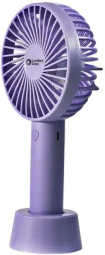 Vista 2 de Comfort Zone Ventilador recargable de mano personal, 4 pulgadas, 3 velocidades, batería de iones de litio, cable micro USB, potente, mini ventilador