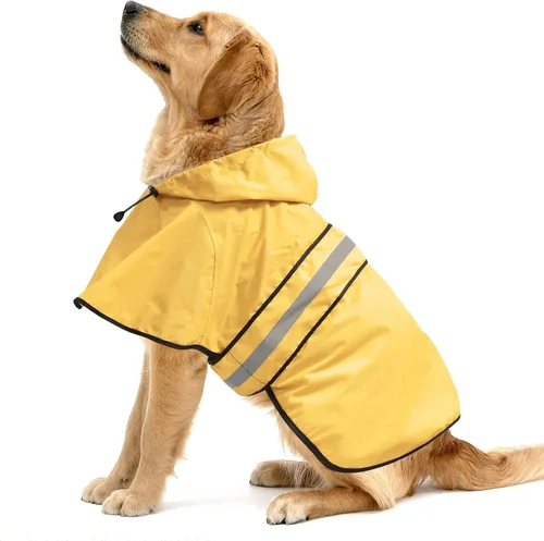 Vista 12 de Impermeables Reflectantes Impermeables para Perros - Chaqueta de Lluvia Ajustable para Cachorros, Chubasqueros Ligeros con Capucha para Perros