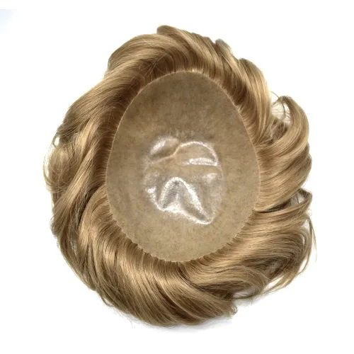 Vista 266 de Toupee para hombre 100% cabello humano real tupé para hombres 0.004 in piel de poliuretano para hombre, sistema de reemplazo de piezas de pelo