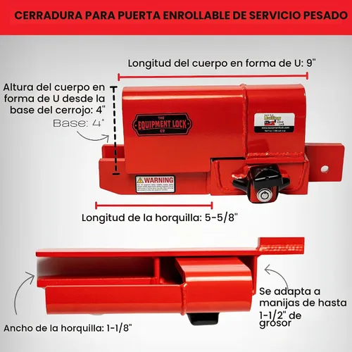 Vista 4 de Equipment Lock Co. Cerradura de puerta enrollable resistente con llave similar, modelo # HDRDL-KA