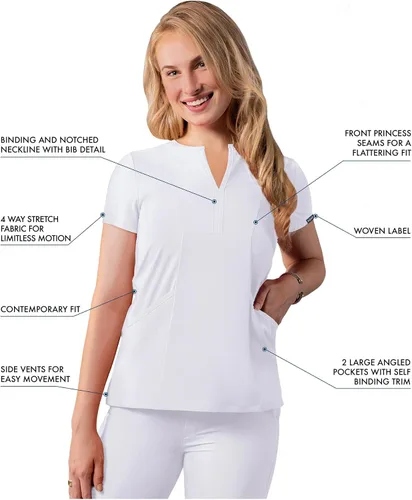 Vista 2 de Adar - Ropa quirúrgica Addition para mujer, blusa médica con cuello en V y muescas