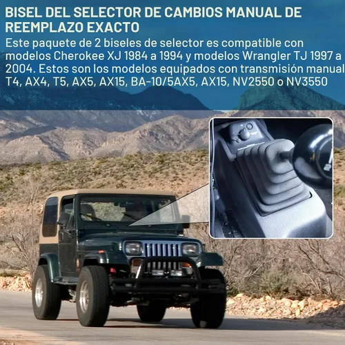 Vista 3 de TonGass Paquete de 2 biseles de cambio de transmisión manual compatibles con Jeep Cherokee/Wrangler, color negro Compatible con Jeep