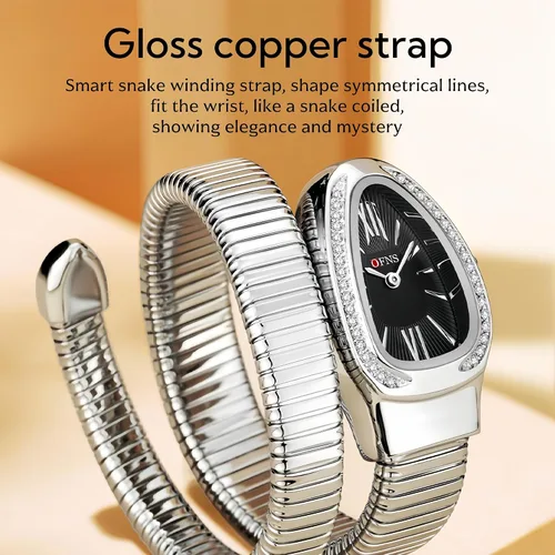 Vista 4 de OFNS Relojes de Serpiente para Mujeres Reloj de Pulsera Tipo Brazalete de Lujo con Forma de Serpiente con Diamantes de Cuarzo Esfera con Números
