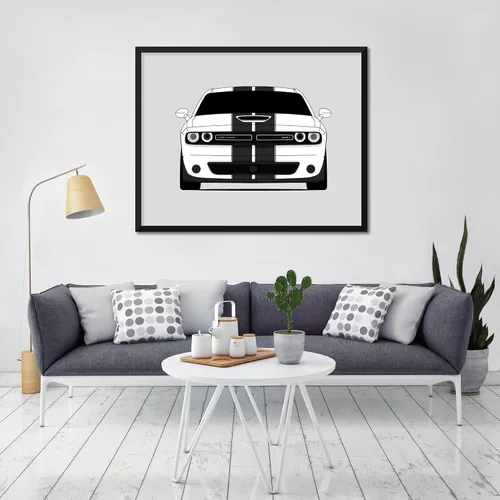 Vista 8 de Custom Car Posters Póster hecho a mano compatible con Dodge Challenger SRT 392 (2015-2018), decoración de pared, impresión metálica de 8 x 10