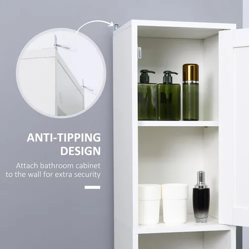 Vista 13 de kleankin Gabinete de almacenamiento alto para baño con espejo
