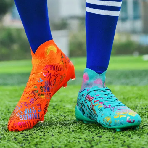 Vista 6 de MAUGELY Zapatos de fútbol para hombre con tacos firmes, ligeros, para correr, exteriores, cómodos, para entrenamiento, forro polar verde