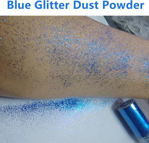 Vista 3 de Go Ho - Aerosol de purpurina para cabello y cuerpo, aerosol de purpurina en polvo seco azul para ropa, polvo de purpurina suelto para festivales