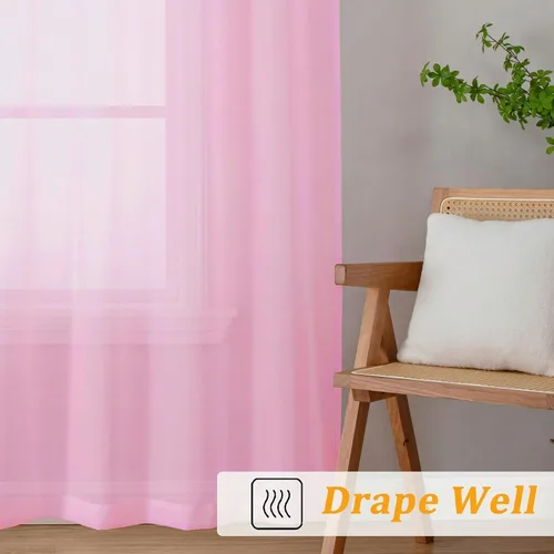 Vista 25 de Gwine Cortinas traslúcidas doradas de 96 pulgadas de largo, 2 paneles para Dorado
