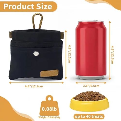 Vista 2 de Bolsa de Golosinas para Perros, Bolsa de Entrenamiento para Perros Manos Libres con Mosquetón y Hebilla Magnética, Bolsa de Paseo para Perros