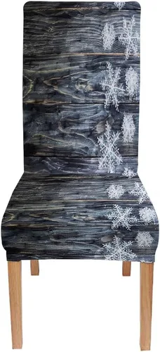 Vista 75 de CAPSCEOLL Christmas Dining Chair Covers,Snowflakes Festive Winter Pattern Stretch Chair Covers for Dining Room Set of 2 Washable Spandex Parson