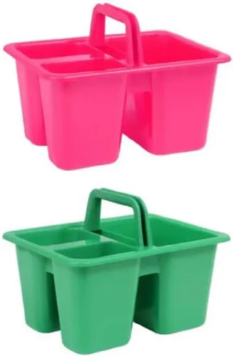 Vista 7 de Kids Arts & Crafts - Pequeños cubos de plástico con asas, 3 compartimentos, colores surtidos, juego de 4