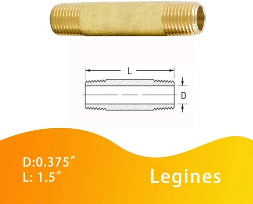 Vista 4 de Accesorio de Tubería de Latón Niple Largo, 1/4" NPT Macho x 1/4" NPT Macho Extensor Conector Recto, 1-1/2" Longitud 1200psi (Paquete de 5)