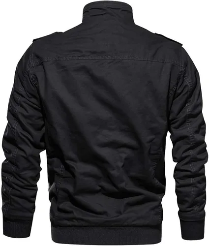 Vista 3 de CRYSULLY - Chaqueta de invierno de forro polar para hombre, estilo informal, con varios bolsillos, abrigo de campo