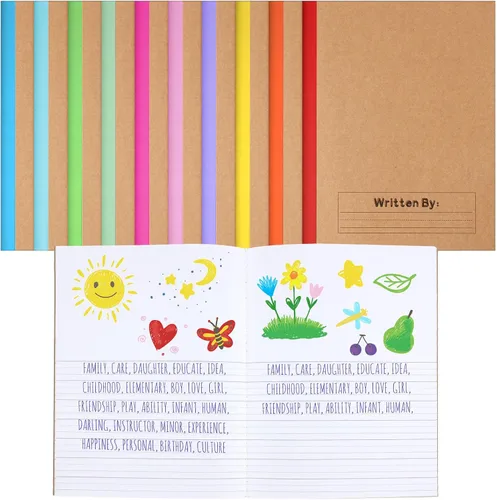 Vista 15 de Henoyso Paquete de 5 cuadernos de composición primaria, 9-3/4 x 7-1/2 pulgadas, diario primario para niños, cuaderno de escritura K-2 para niños