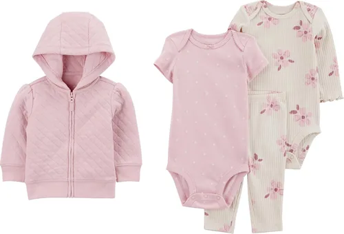 Vista 5 de Simple Joys by Carter's Conjunto de chaqueta, pantalón y body de 4 piezas para bebés niñas Puntos negros/unicornio verde menta/copo de nieve