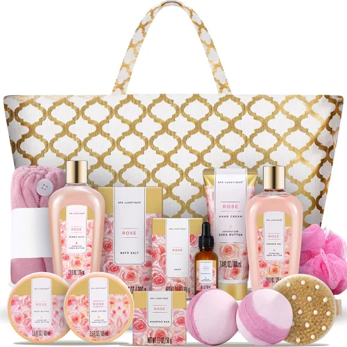 Vista 10 de Cestas de regalo de spa para mujeres, juego de regalo de baño Spa Luxetique, 12 piezas de kit de spa relajante en casa para mujeres con gel