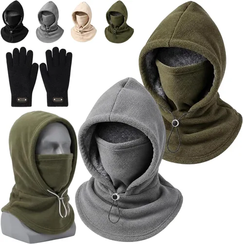 Vista 14 de Gorro de franela de una pieza con cordón Gris negro