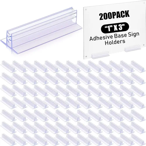 Vista 12 de Fulmoon 25 soportes para letreros, base adhesiva, múltiples usos para mostradores, almacenes, soportes de base con adhesivo fuerte (1 x 3 pulgadas)