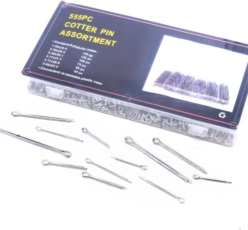 Vista 7 de Glarks Kit surtido de pasadores de chaveta chapados en zinc resistente de 555 piezas