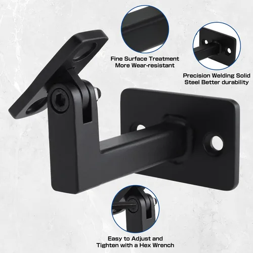 Vista 2 de RealPlus Soportes de pasamanos ajustables resistentes giratorios cuadrados para escaleras de escalera, paquete de 3