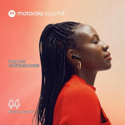 Vista 3 de Motorola Sound Moto Buds 125 True Wireless Earbuds, IPX5, impermeables, a prueba de sudor, control táctil, con micrófono de cancelación de ruido