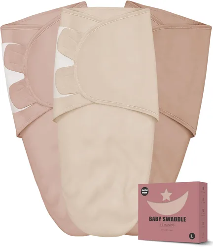 Vista 10 de Manta envolvente para recién nacido de 0 a 3 meses (paquete de 3) – Saco de dormir ajustable para bebé, 100% algodón antisobresalto, suave