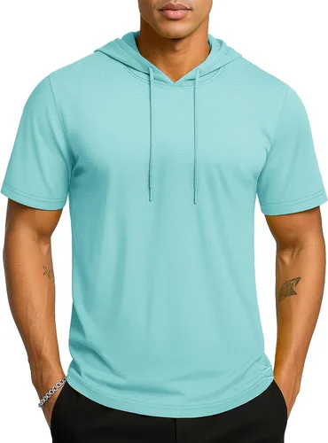 Vista 16 de TACVASEN Short Sleeve Hoodies for Men Cotton Hoodies Summer Sweatshirt Lightweight Breathable Workout Shirts Pullover Verde militar